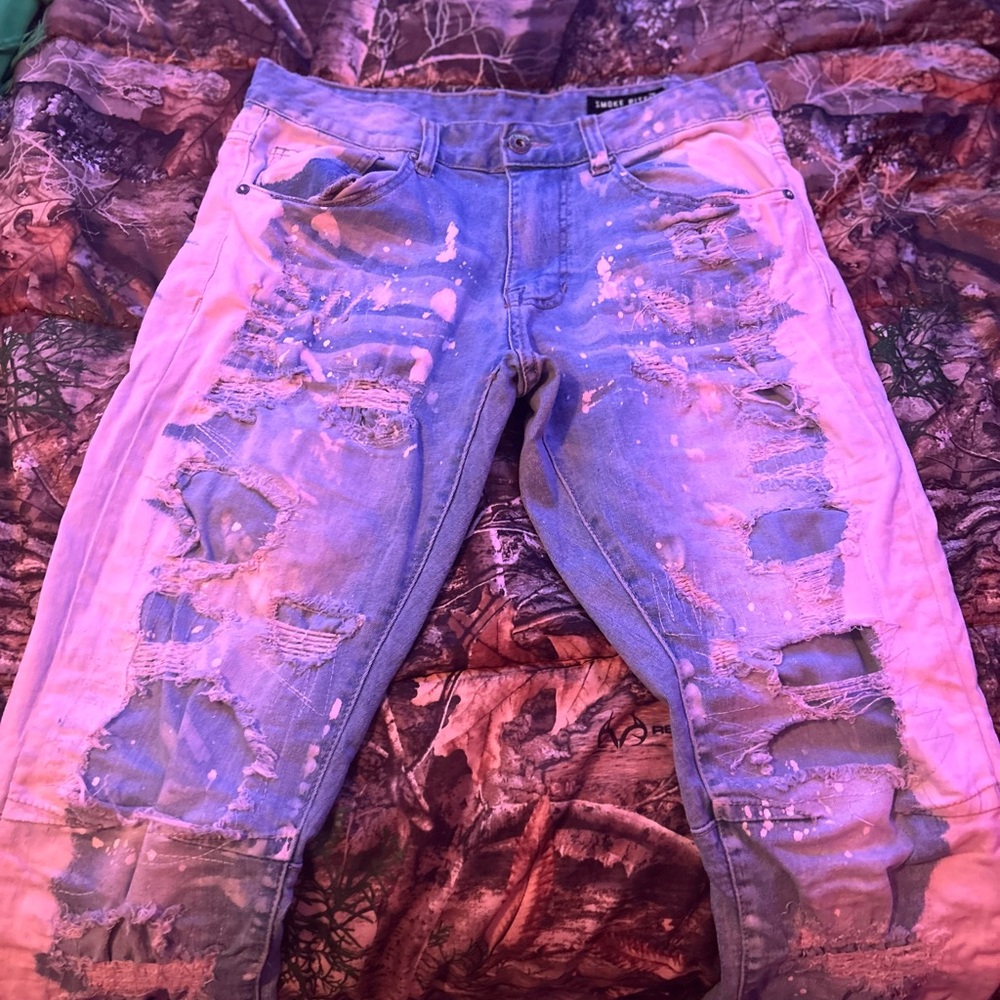 Distressed Blue Jeans